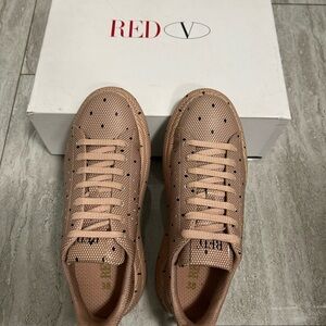 RED Valentino Beige Perforated Leather Sneakers
